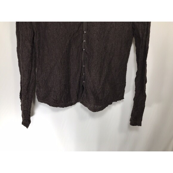 J Jill Shirt Womens Brown Medium Long Sleeve Pearl Snap Button - Picture 6 of 6